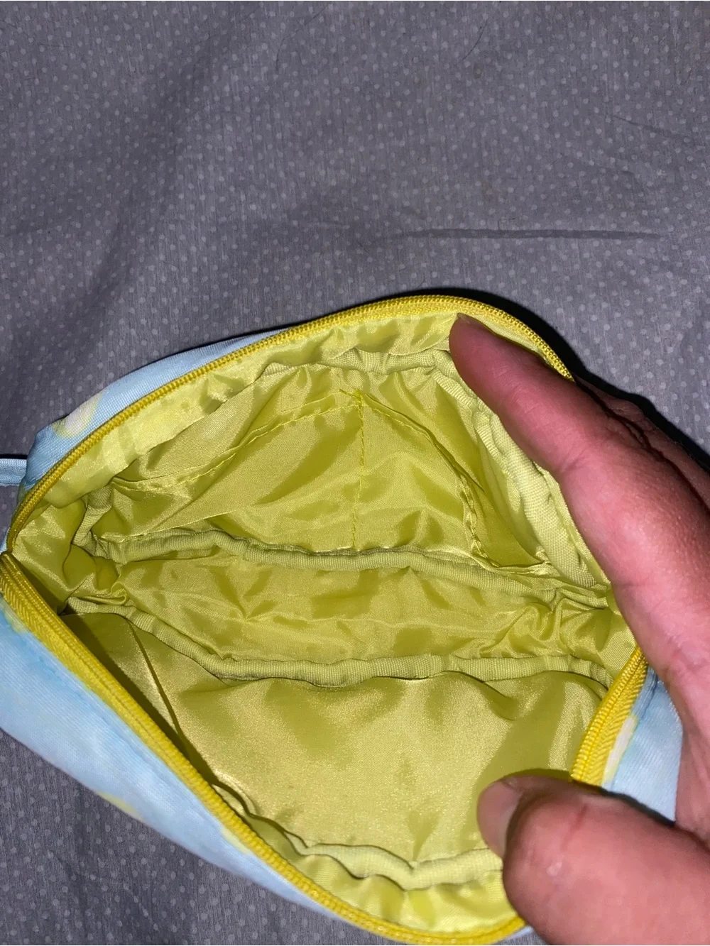 Blue Lemon Print Zipper Pouch